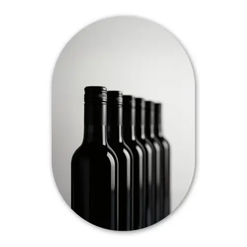Wijnflessen - Zwart - Minimalistisch Wandcirkel Ovaal Forex klein -3d