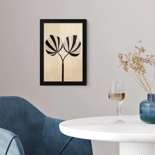 Bladeren - Gestreept - Stengel - Beige fotolijst zwart zonder passe partout klein -sfeer4