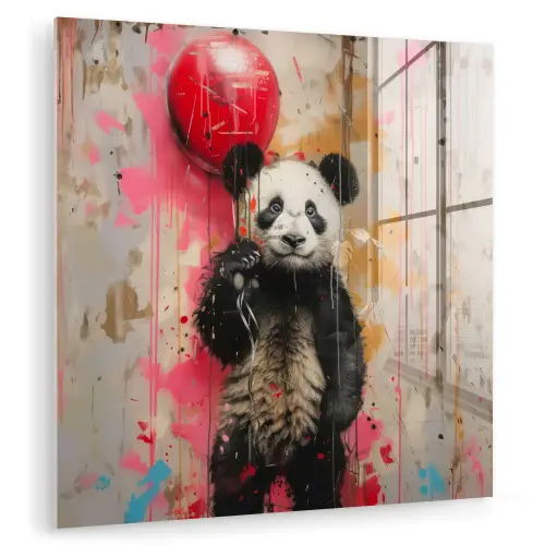 Graffiti - Panda - Ballon - Street art - Banksy plexiglas 5mm klein -zzzproduct_nieuw