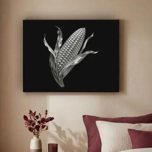 Maïskolf - Glanzend metaal - Elegant Textielframe zwart klein -sfeer1