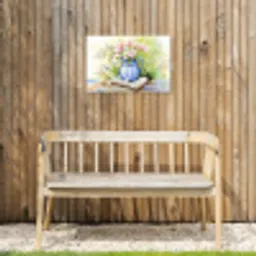 Vaas - Delftsblauw - Madeliefjes Tuinposter op houten frame 2 cm dik klein -sfeer4