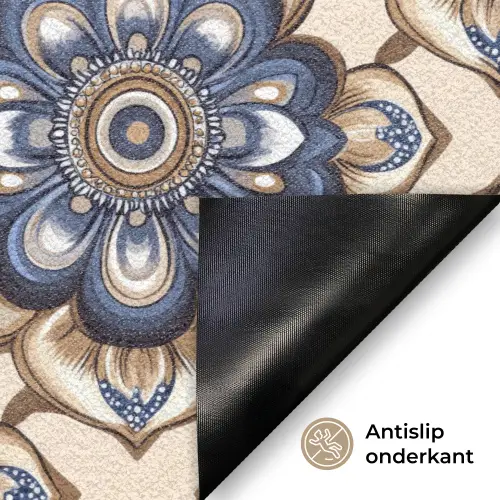 Floraal - Ornament - Blauw Deurmat klein 898 -antislip_NL