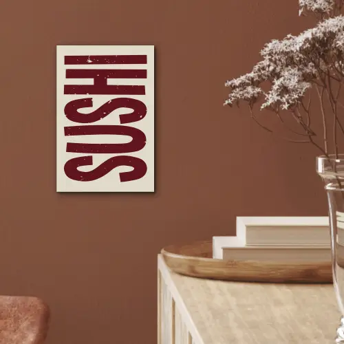 Sushi - Rood - Japandi - Decoratie aluminium wit klein -sfeer4