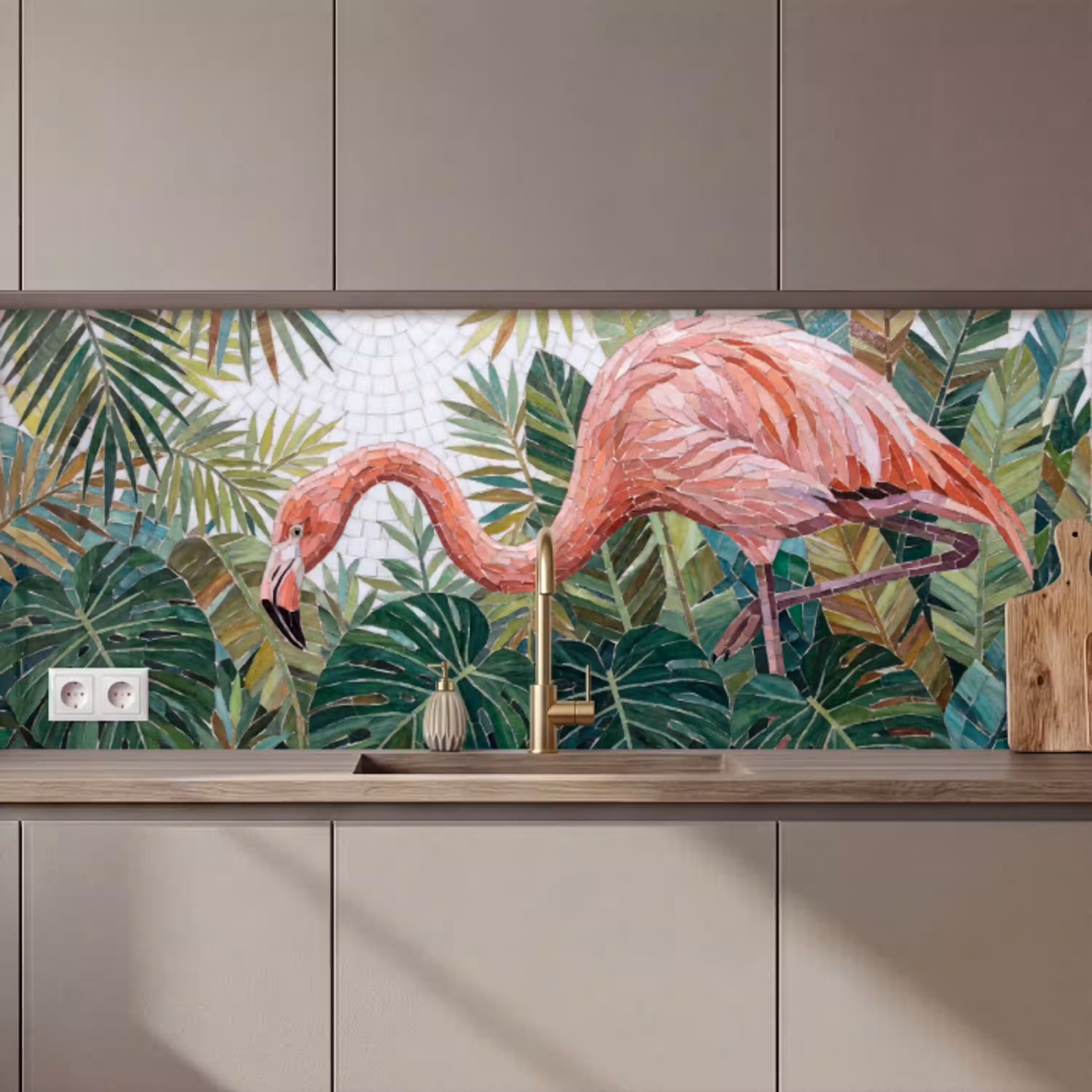 Natuur - Bladeren - Abstract - Groen - Vogel keuken achterwand 2 middel zz_3dshopping