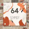 Abstract oranje - Modern Naambord Vierkant klein -sfeer2