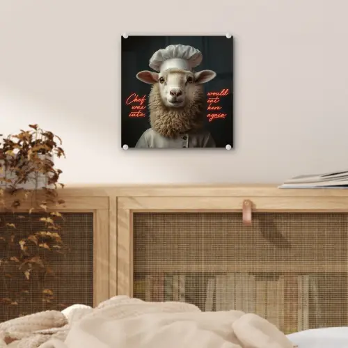 Schaap - Kokskleding - Neon - Quote plexiglas 5mm klein -sfeer4