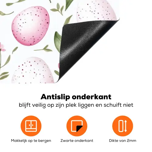 Patroon - Eieren - Roze - Pasen Inductie beschermer vinyl 3mm klein -zzzzzzz-td-onderkant