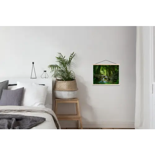 Jungle - Stenen - Water - Natuur - Planten textielposter latten blank klein -woonkamer