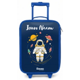 Astronaut - Planeet - Sterren - Raket Kinderkoffer - Blauw klein -zz3dotto