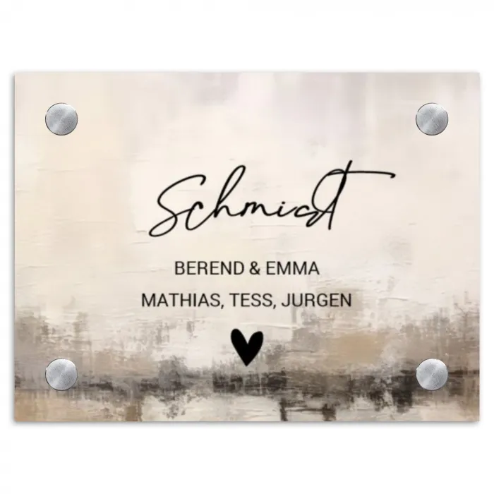 Geschilderd - Sierlijk Naambord Rechthoek middel -3d