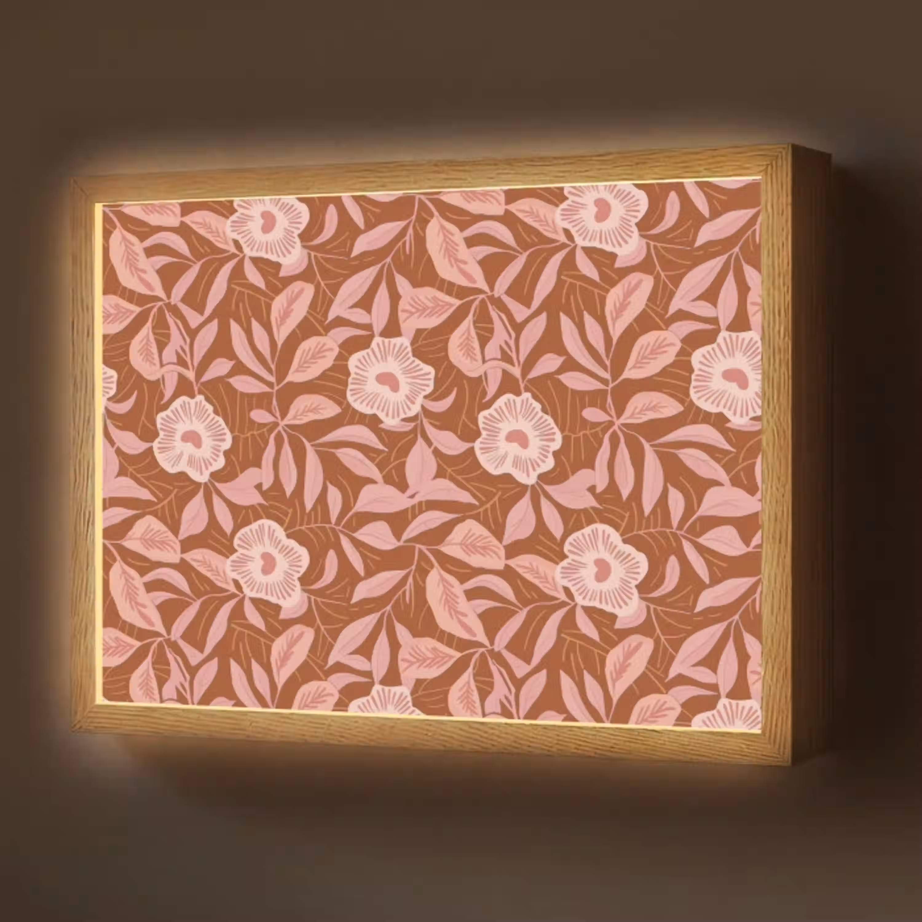 Patroon - Bladeren - Terracotta Light Box met batterij (Wandlamp) middel 907 -z3d_website