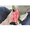 Zebraprint - Roze - Rood - Dierenprint Hoesje iPhone 12 Pro met koord klein -hand