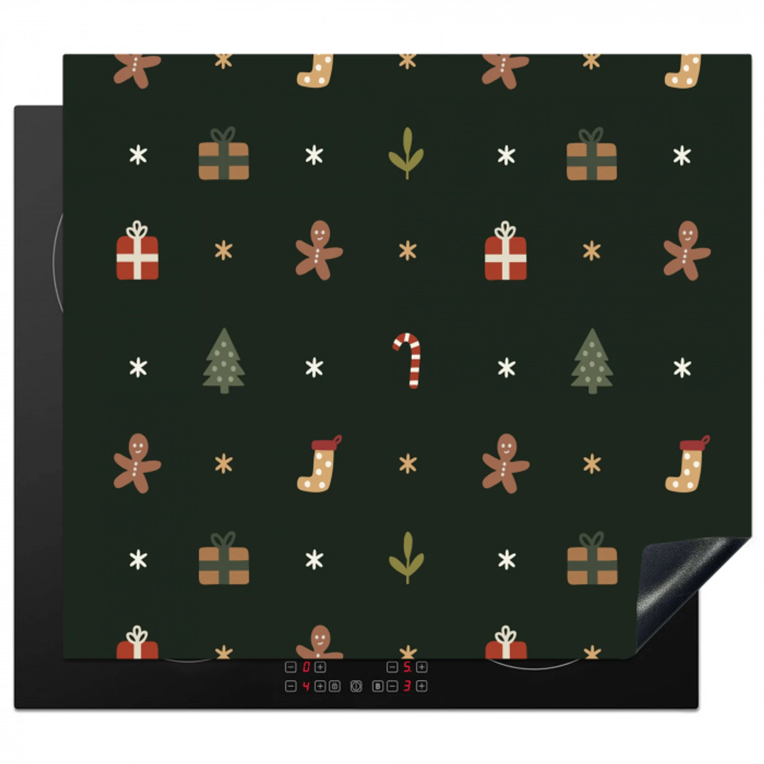 Patroon - Kerstsymbolen - Groen Inductie beschermer vinyl 3mm middel 274 -3d