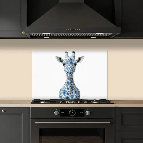 Giraffe - Delfts blauw - Dieren - Minimalistisch keuken achterwand spatscherm klein -sfeer1