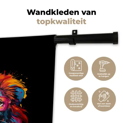 Kleurrijke leeuw in graffiti stijl Wandkleed katoen klein -sfeer2