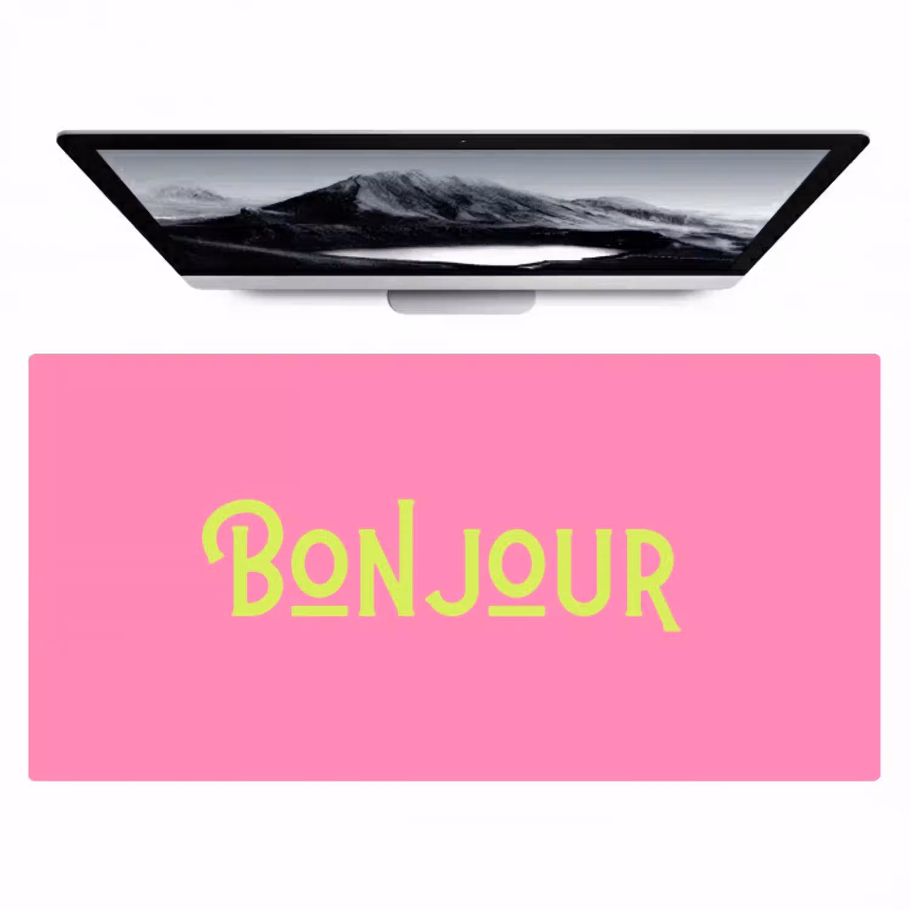 Roze - Groene Bonjour - art-deco Muismat XXL klein -zzz3d
