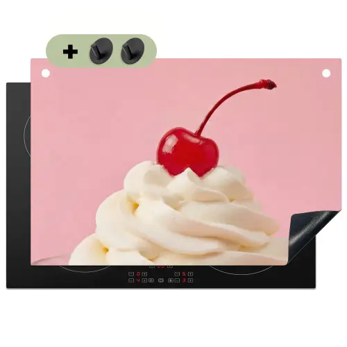 Kers - Slagroom - Roze Inductie beschemer met haakjes klein -3d