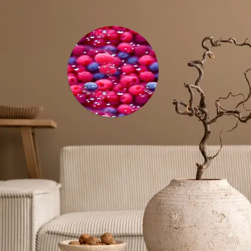 Frambozen - Bessen - Roze - Blauw Wandcirkel behangsticker klein 186 -sfeer1
