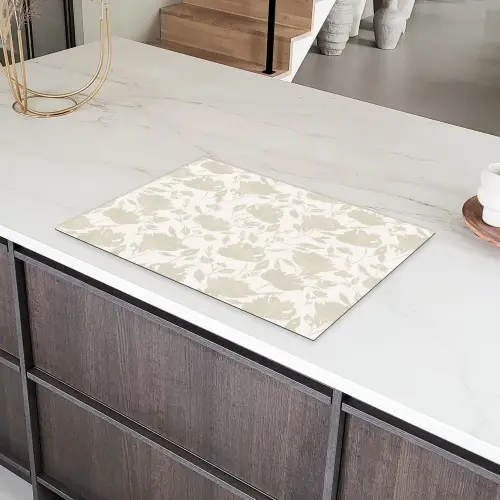 Bloemenpatroon - Silhouet - Wit Inductie beschermer vinyl 3mm klein 276 -sfeer8