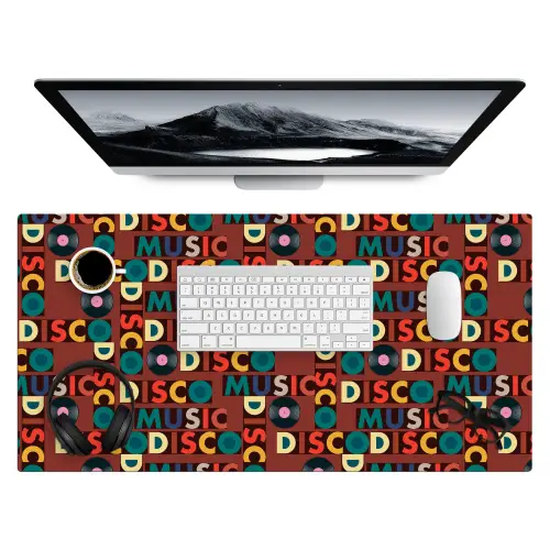 Bruin - Retro - Disco - Patroon Muismat XXL klein 681 -3d