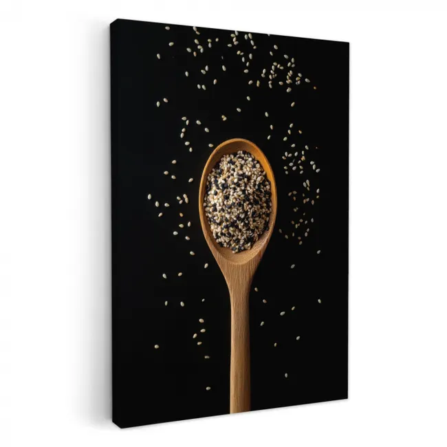 Sesam - Lepel - Zwart KitchenYeah - Keuken - Canvas klein -3d
