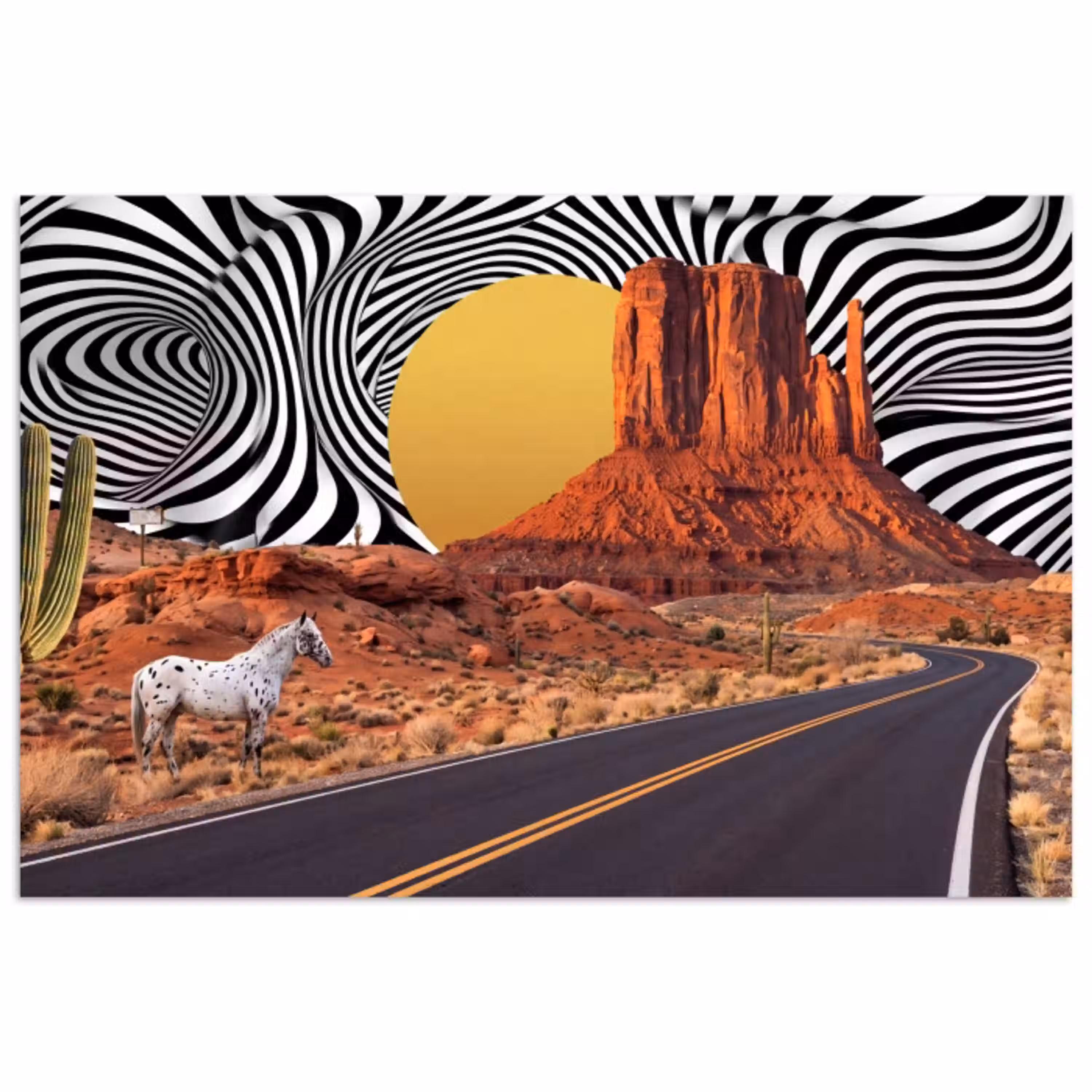 Paard - Woestijn - Natuur poster papier klein -3d