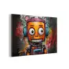 Robot - Graffiti - Oranje - Kleuren aluminium wit klein -3d