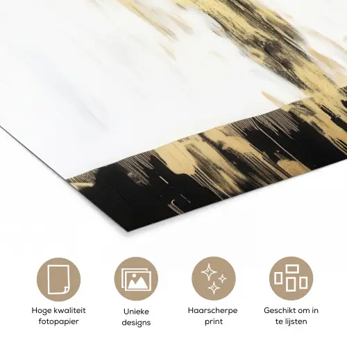 Panter - Zwart - Abstract - Goud poster papier klein -closeup_NL