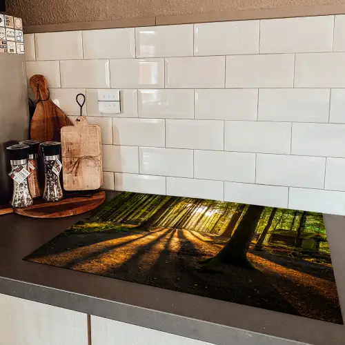 Zon - Bomen - Bos - Landschap - Natuur Inductie beschermer vinyl 3mm middel -sfeer3