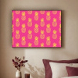 Ananas - Trendy - Roze Textielframe zwart klein 947 -sfeer1