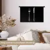 Vork - Mes - Zilver Wandkleed katoen klein -sfeer1