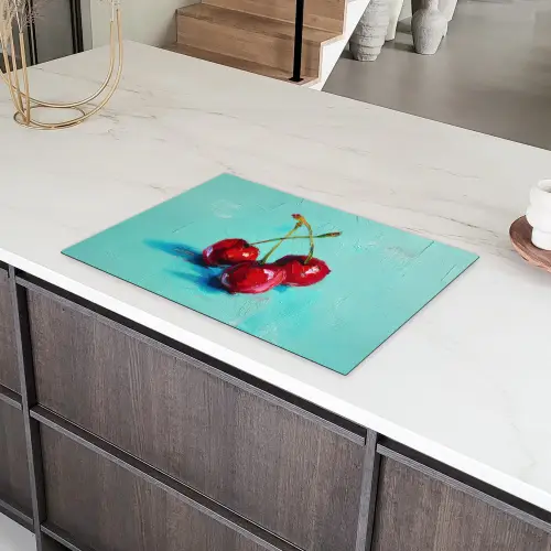 Kersen - Rood - Drie - Geverfd Inductie beschermer vinyl 3mm klein -sfeer8