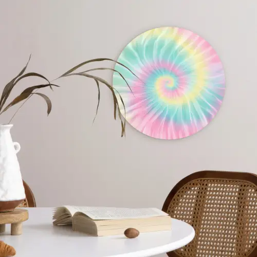 Pasteltinten - Tie dye - Roze Wandcirkel kunststof plaat 5mm dik klein -sfeer4