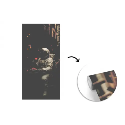 Café - Croissant - Koffie - Astronaut fotobehang vinyl groot -3d