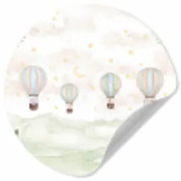 Aquarel - Luchtballonnen - Pastel Wandcirkel behangsticker klein -3d