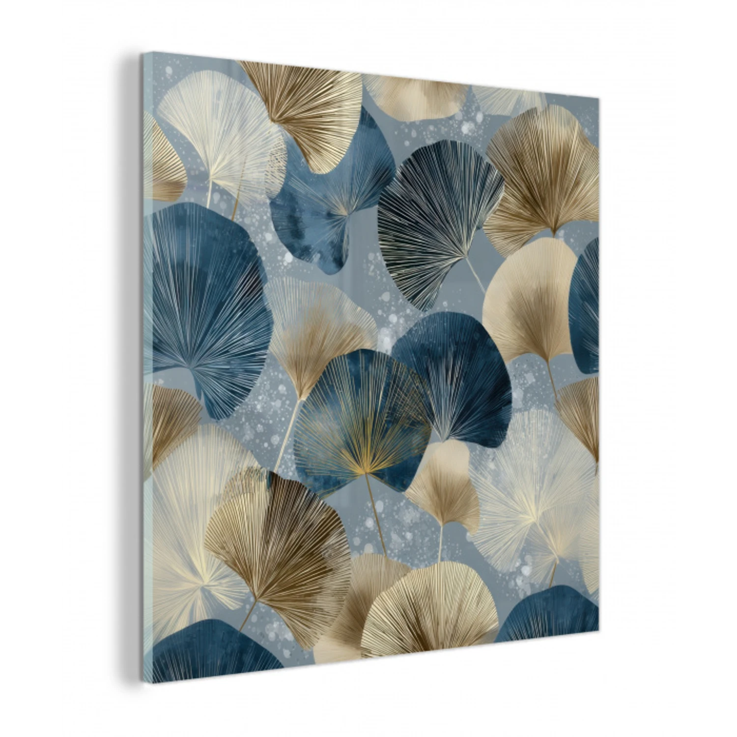 Bladeren - Abstract - Goud - Blauw plexiglas 5mm klein -z3d