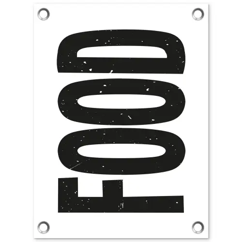 Food - Zwart - Wit - Decoratie tuinposter los doek klein -3d