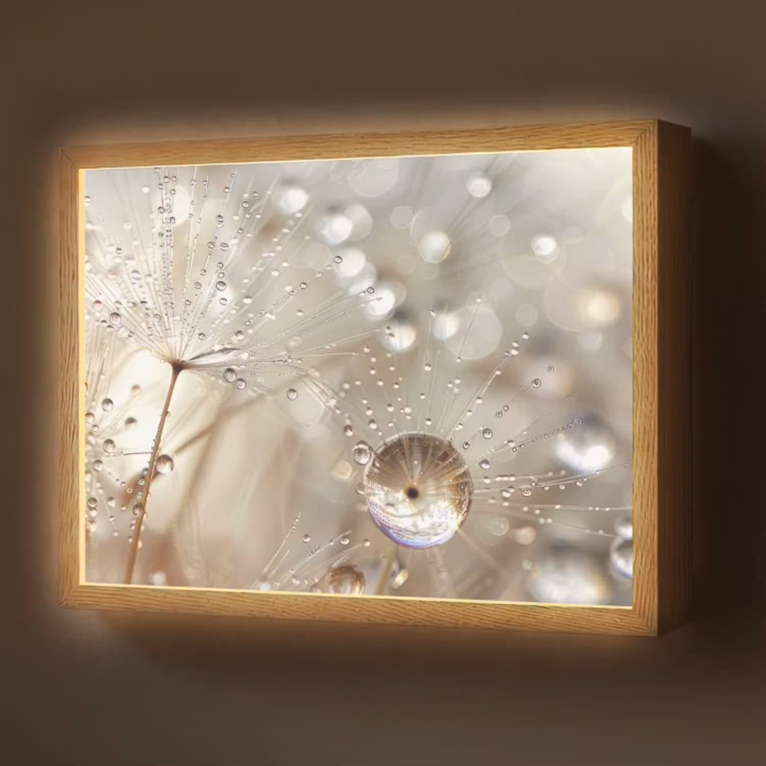 Natuur - Bloemen - Druppels - Regen Light Box met batterij (Wandlamp) middel -z3d_website
