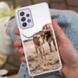 Texas Longhorn - Kalf - Weide - Dieren Hoesje Samsung Galaxy A52 5G met koord klein -sfeer3