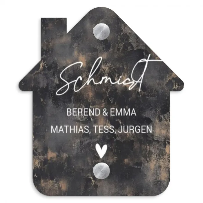 Verweerd metaal - Sierlijk Naambord Huisje klein -3d