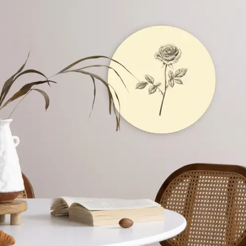 Illustratie - Zwart - Roos Wandcirkel plexiglas klein -sfeer4