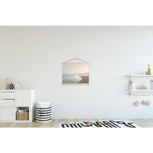 Kustlijn - Strand - Oceaan textielposter latten blank klein -kinderkamer
