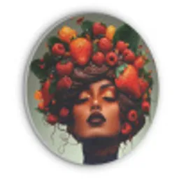 Vrouw - Chocolade - Frambozen - Aardbeien - Koekjes Akoestische PET Vilt - Rond klein -3d