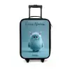 Blauw pluizig monster met hoorns Kinderkoffer - Zwart klein -3d
