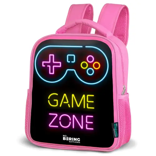 Qoute met neonkleuren Kinderrugzak - Roze middel -schuin