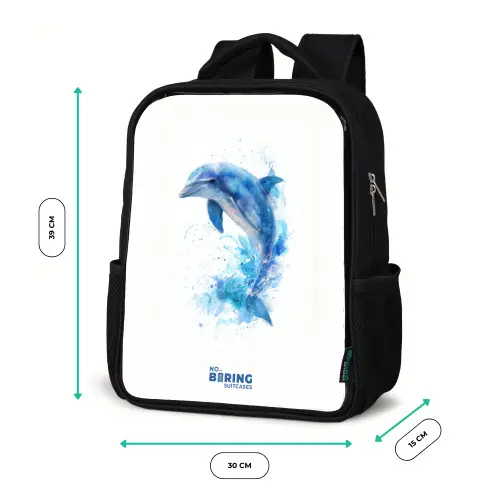 Springende blauwe dolfijn Rugzak - Zwart middel -productfoto_formaten