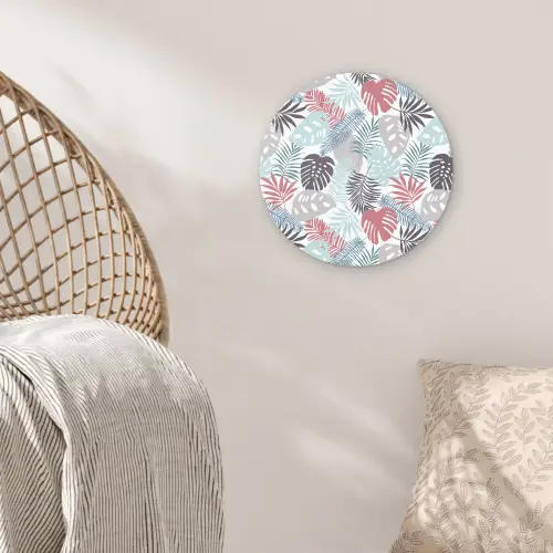 Monstera - Pastel - Bladeren - Tropical Wandcirkel kunststof plaat 5mm dik klein -sfeer5