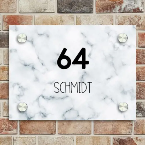 Lichtblauw marmer - Modern Naambord Rechthoek middel -sfeer3