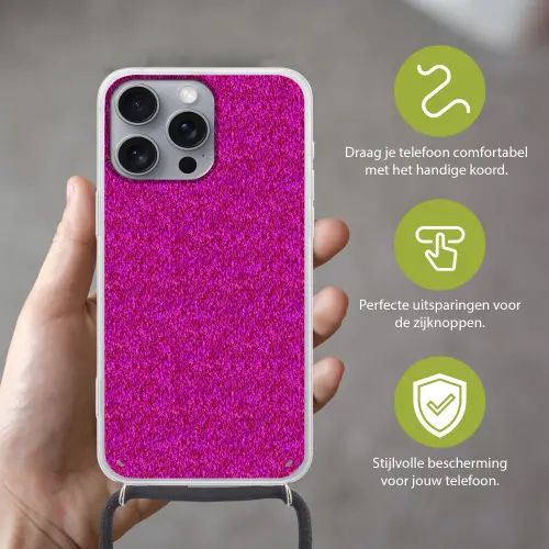 Vloeiend - Olie - Roze - Verf Hoesje iPhone 16 Pro Max met koord klein 804 -sfeer2_NL