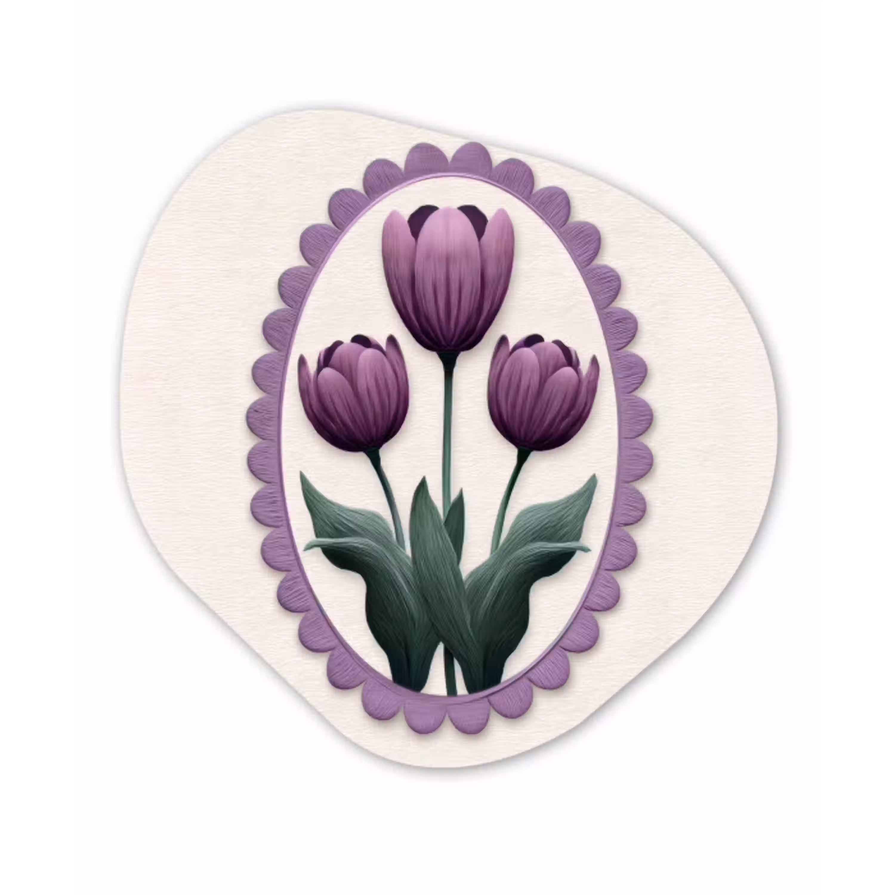 Tulpen - Paars - Lijst - Bladeren Wandcirkel Organisch Forex 3mm klein -3d